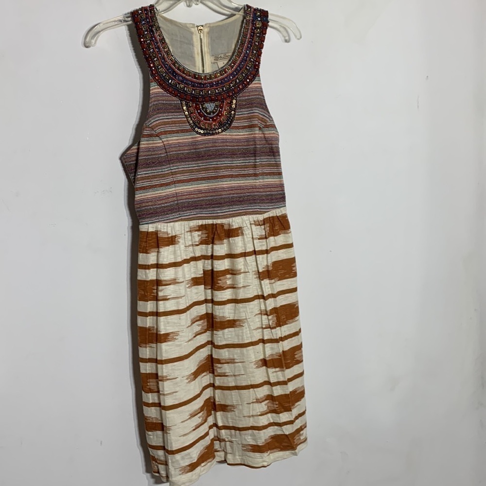 Lucky brand bohemian woven print sleeveless mini dress halter neck small - Picture 14 of 14